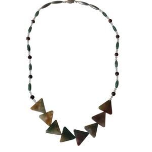 Vintage Artisan Triangle Stone Beaded Necklace Southwestern